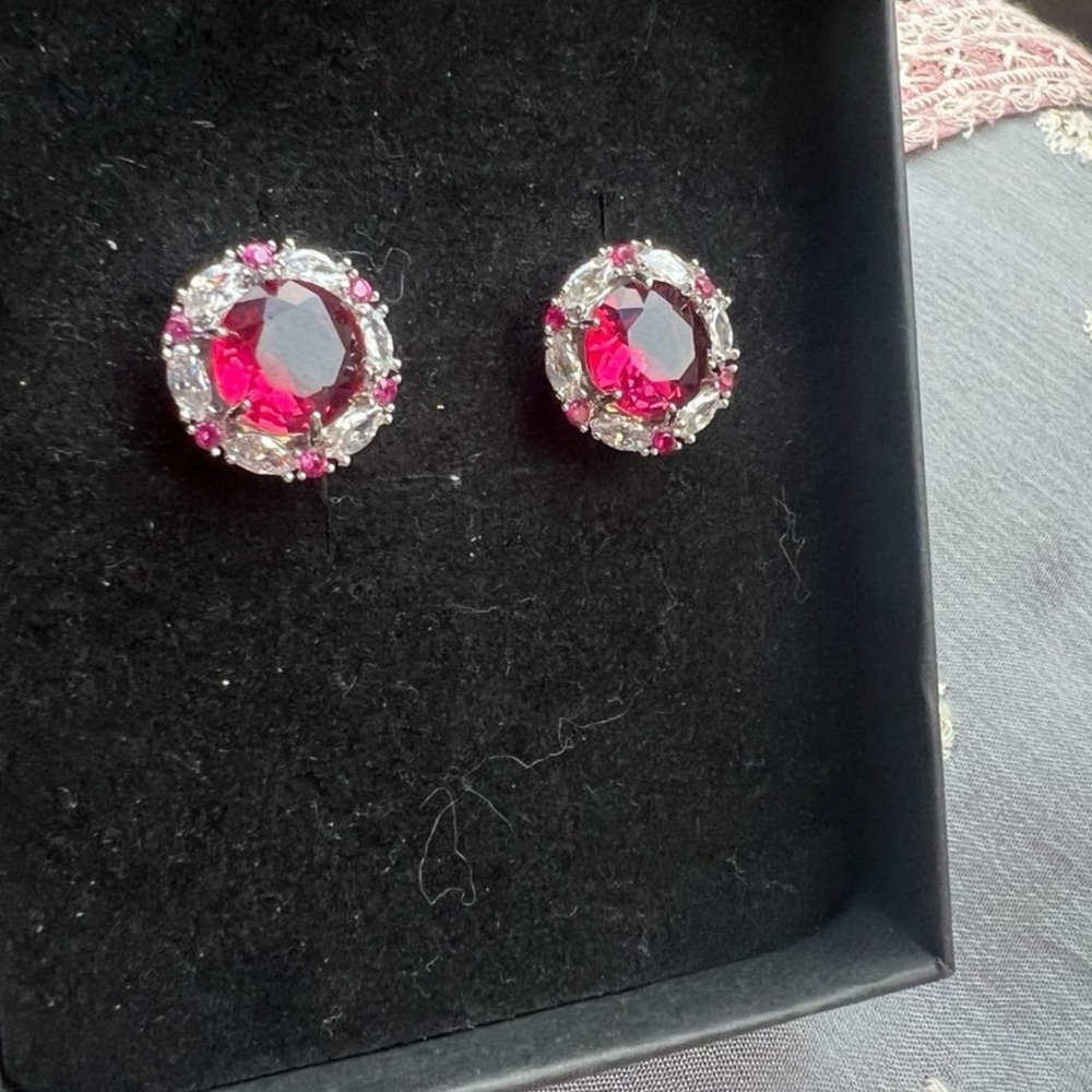 3.7ct Ruby Shaded Swarovski Elements Stud Silver … - image 7